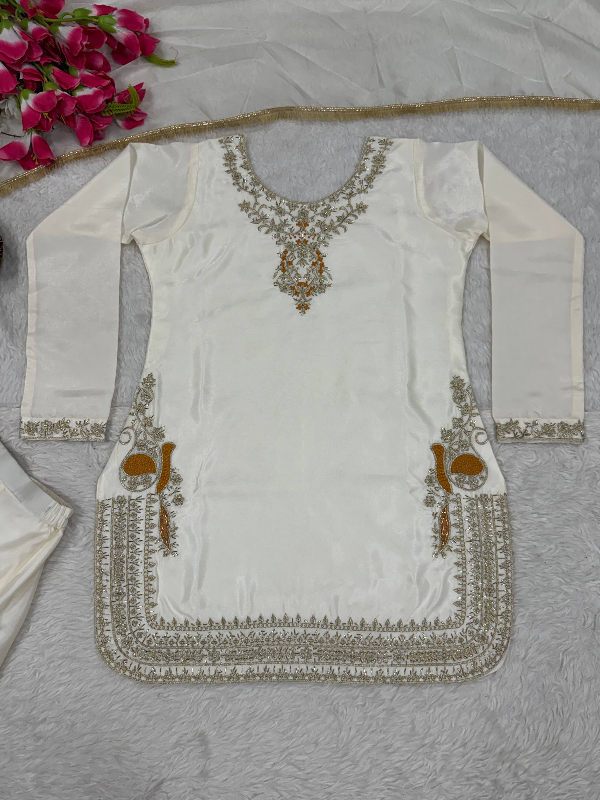 Luminous Ivory Zardozi-Crafted Suit